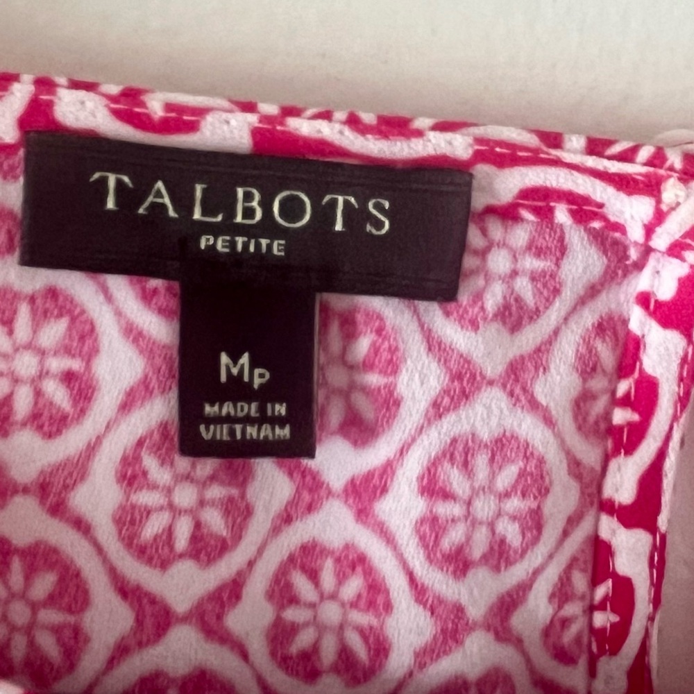 Talbots Pink and White Tie Front Top - Picture 5 of 6